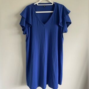 NWOT V Neck Ruffle Sleeve Dress